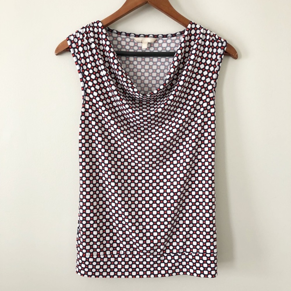 Banana Republic Cowl Neck Red/White/Blue Top